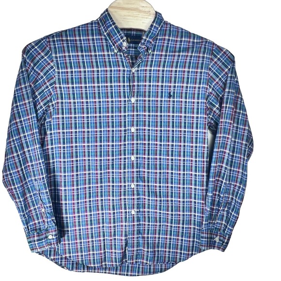 Ralph Lauren Men Large‎ Cotton Plaid Multicolor Long Sleeve Button Down Shirt - Picture 2 of 5